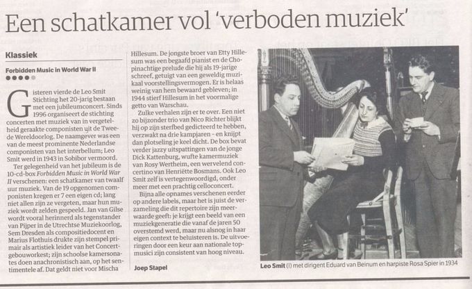 Op 17 januari werd het 20 jarig bestaan van de Leo Smitstichting gevierd.